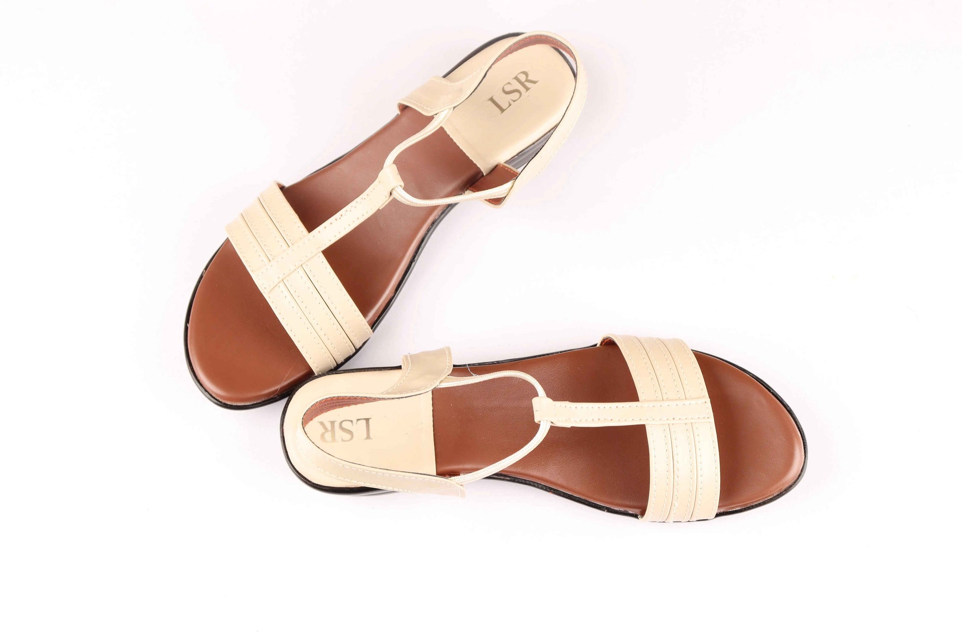 Beige & Brown T-Strap Comfort Sandal for Women Footwear - Lotusstride