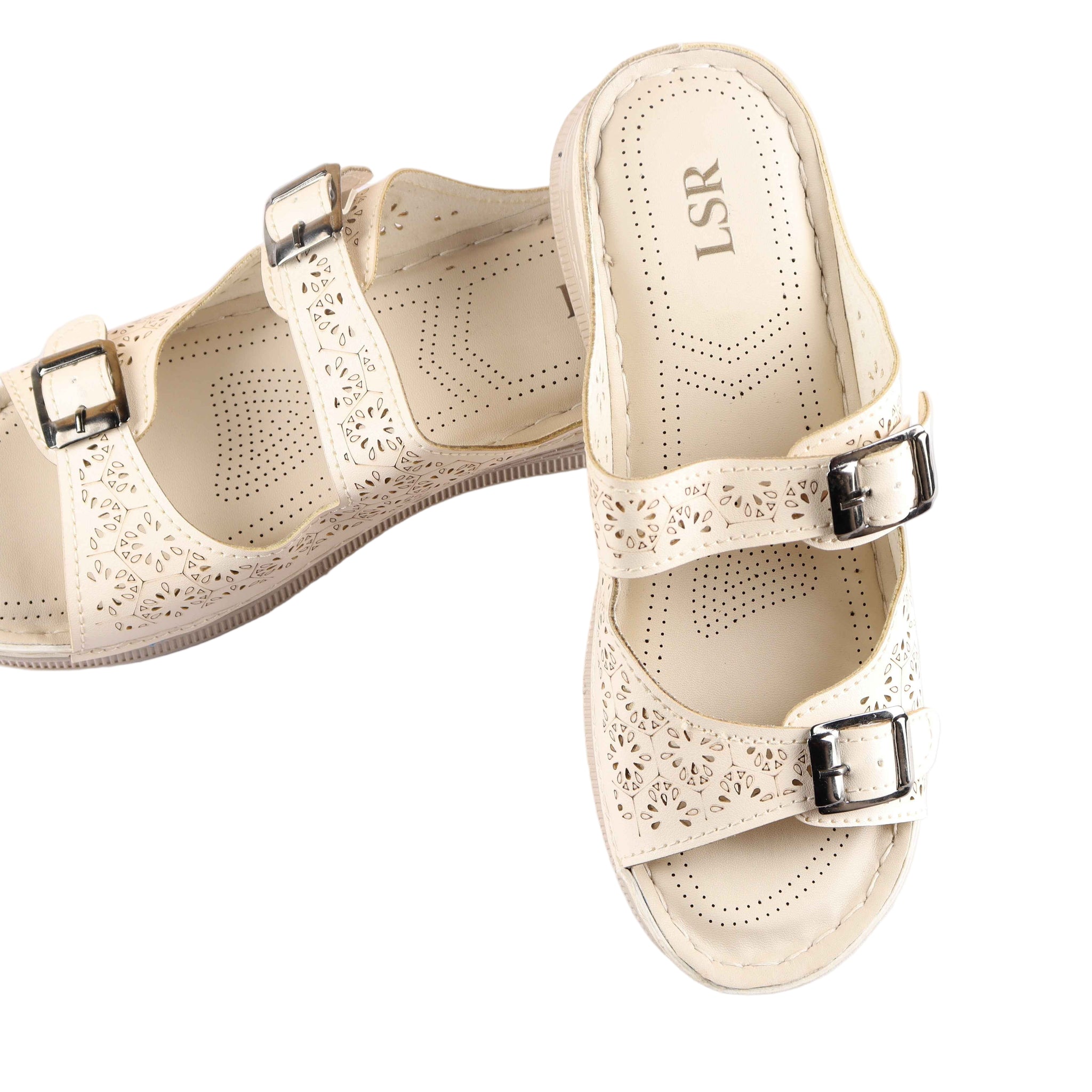 Lotusstride IvoryWhirl Elegant Off-White Block Heels - Stylish Women Footwear for Every Occasion - Lotusstride