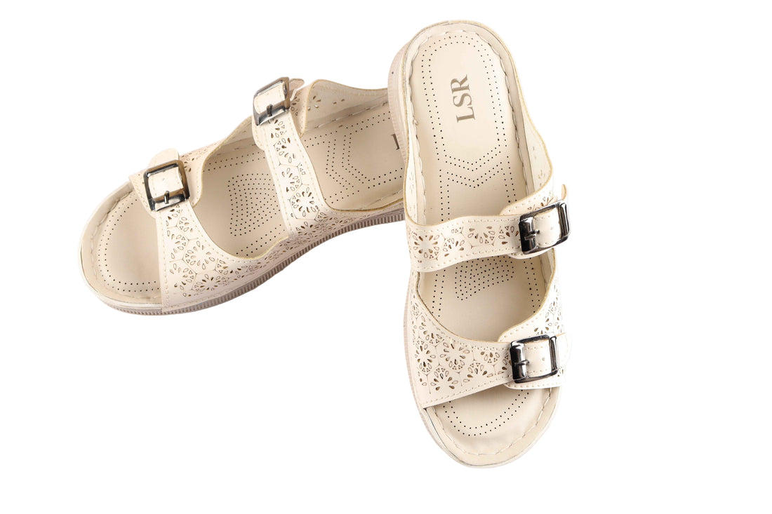 Lotusstride IvoryWhirl Elegant Off-White Block Heels - Stylish Women Footwear for Every Occasion - Lotusstride