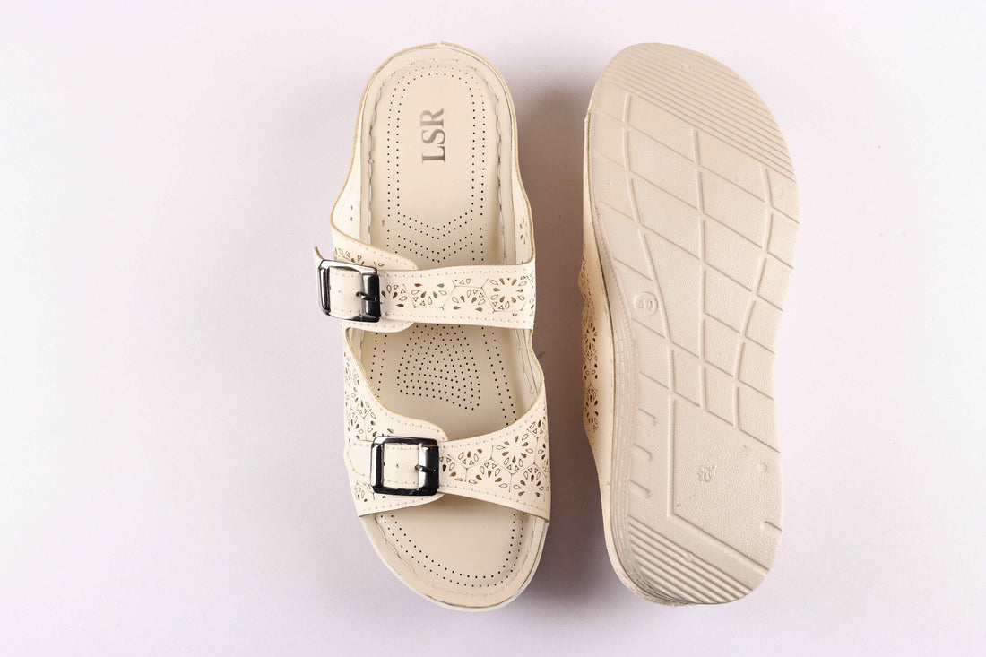 Lotusstride IvoryWhirl Elegant Off-White Block Heels - Stylish Women Footwear for Every Occasion - Lotusstride